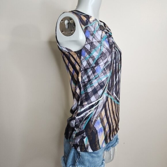Boss Hugo Boss Silk Abstract Print Sleeveless Blouse Size 0 US - Picture 4 of 13
